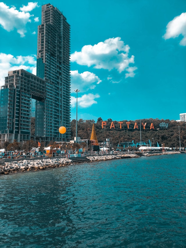 View of Pattaya coastline and vibrant city buildings