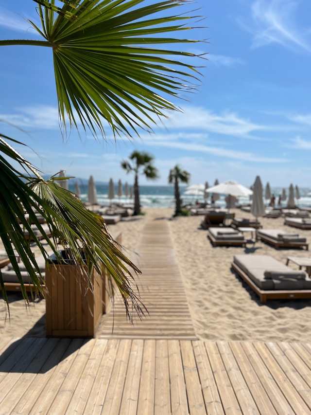 A view of the main Sunny Beach promenade in Bulgaria.